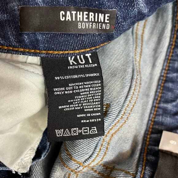 Kut from the Kloth Catherine Boyfriend Mis Rise Distressed Stretch Jeans women 6 - Picture 10 of 11